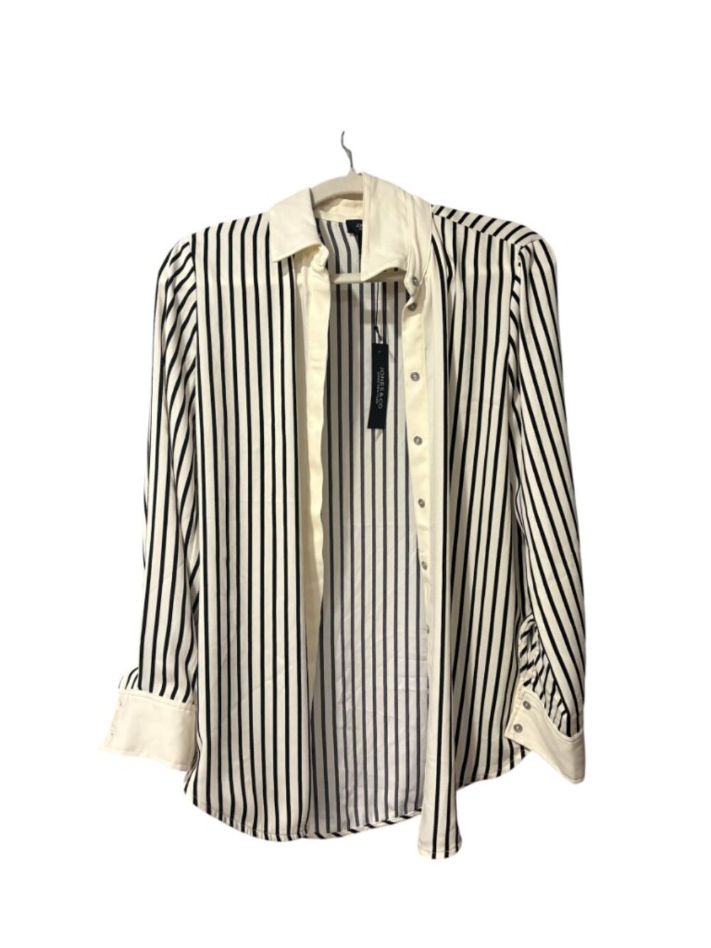Jones & Co Striped Button-Up Blouse - Picture 2 of 7
